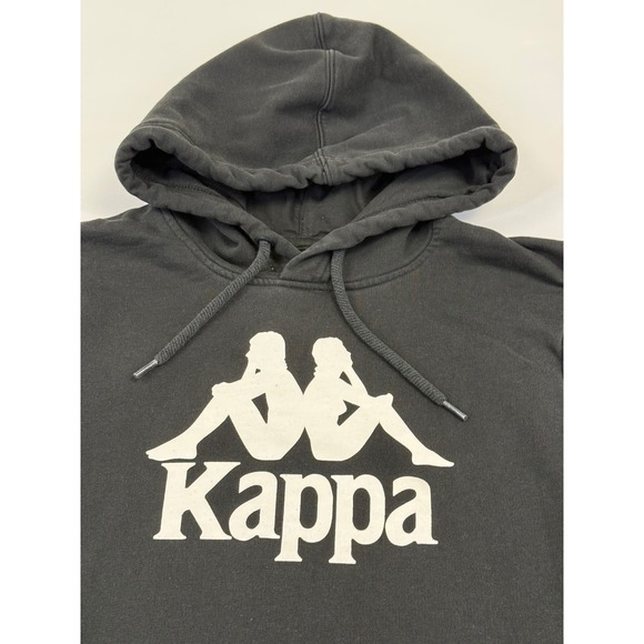 Kappa Mens Omini Logo Graphic Hoodie Black Cotton Blend Pullover Size Large - Picture 2 of 7